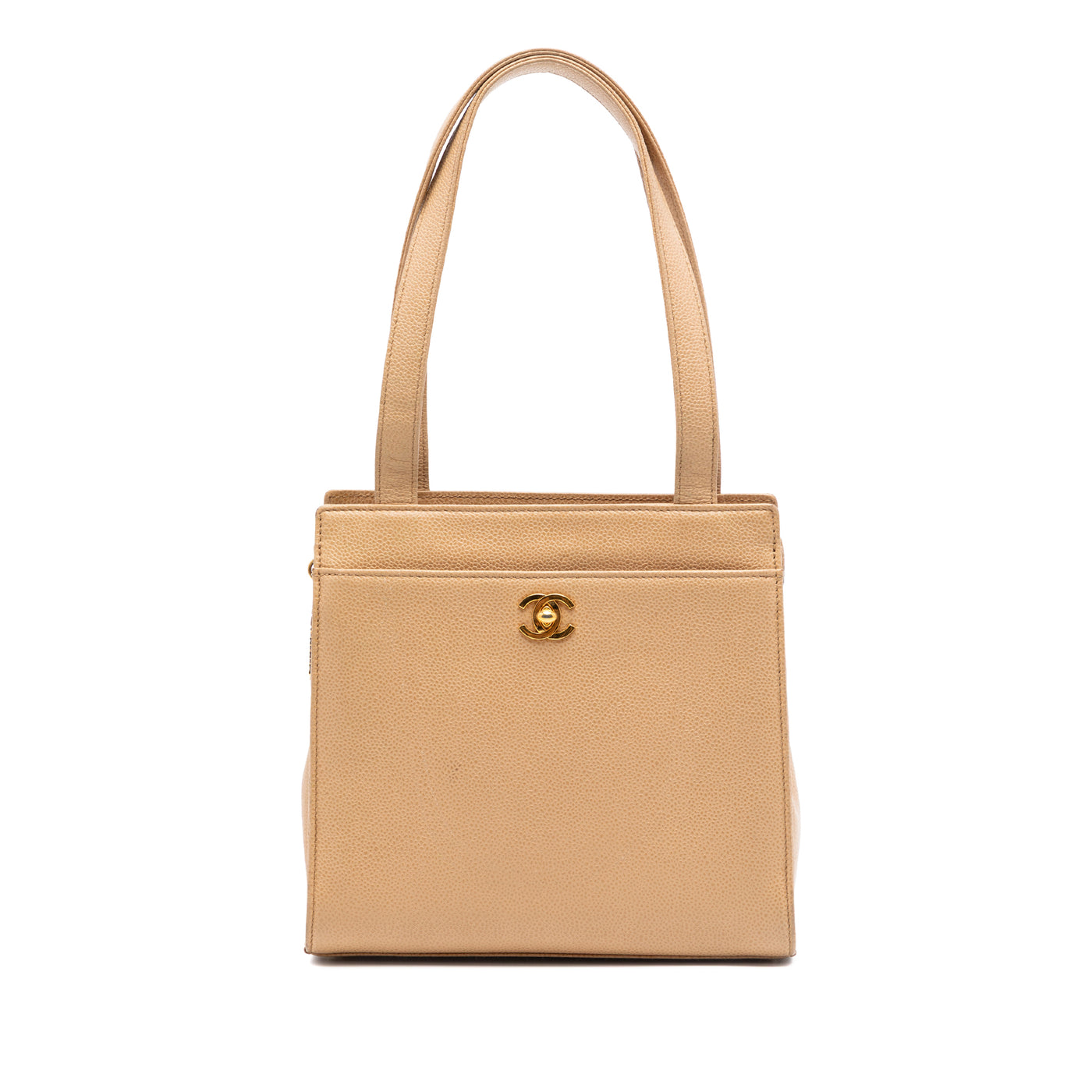 CC Caviar Turn Lock Tote - Image 1