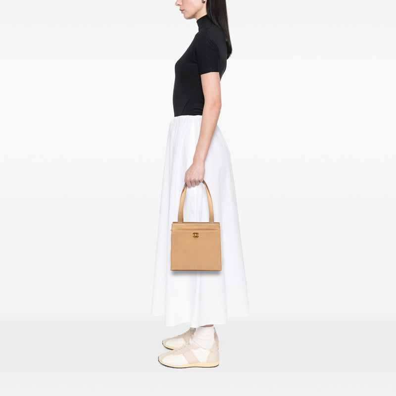 CC Caviar Turn Lock Tote - Image 6