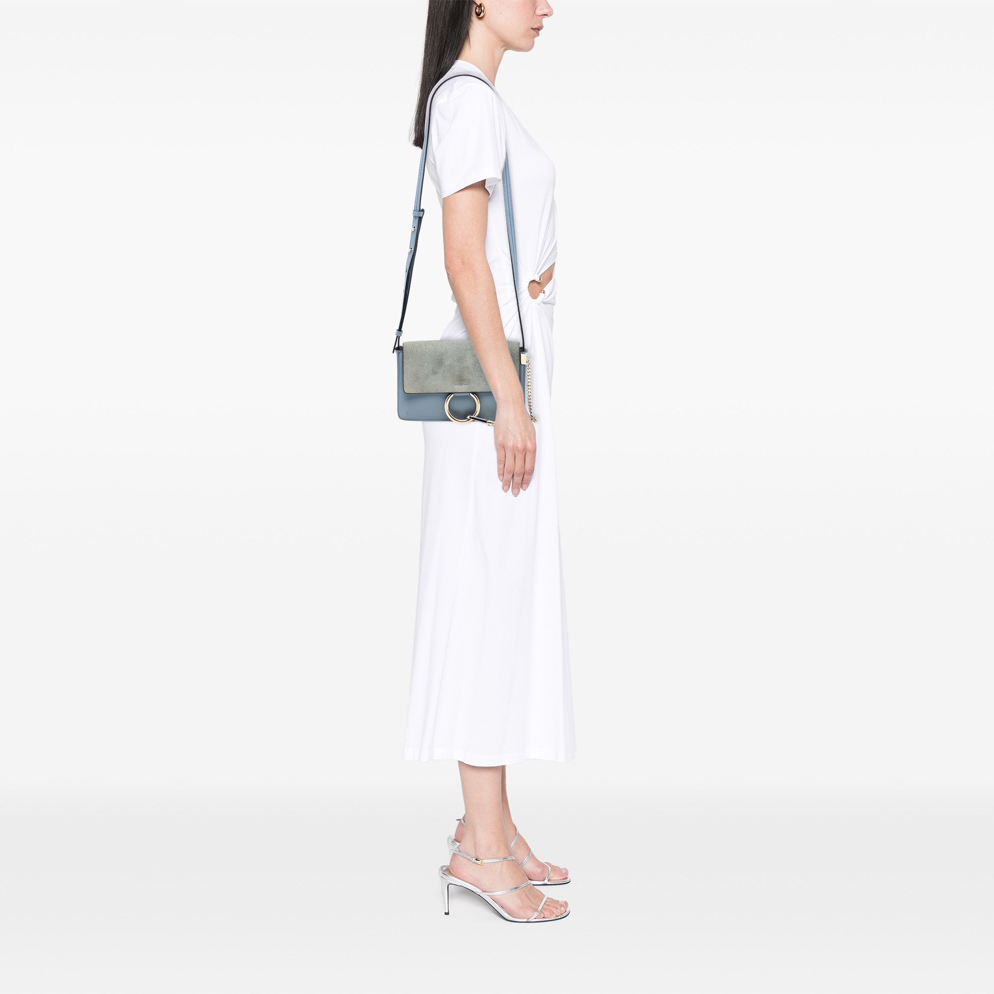 Small Suede and Calfskin Faye Crossbody - Image 7