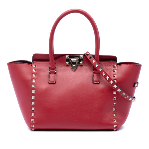Small Leather Rockstud Trapeze Satchel - Image 1