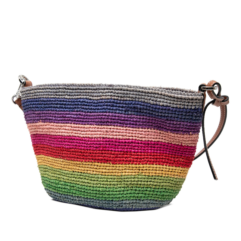 Paulas Ibiza Anagram Raffia Rainbow Pochette Crossbody - Image 2