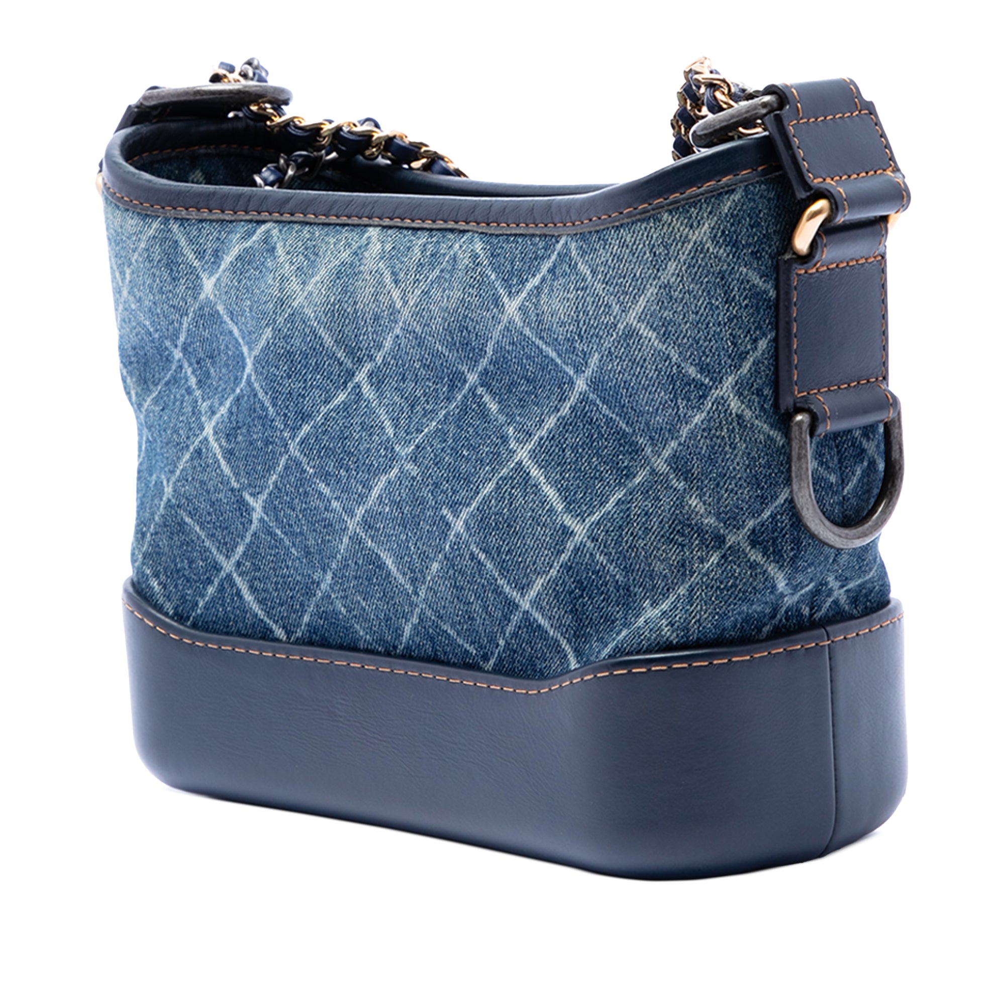 Small Printed Denim and Calfskin Gabrielle Hobo - Image 2