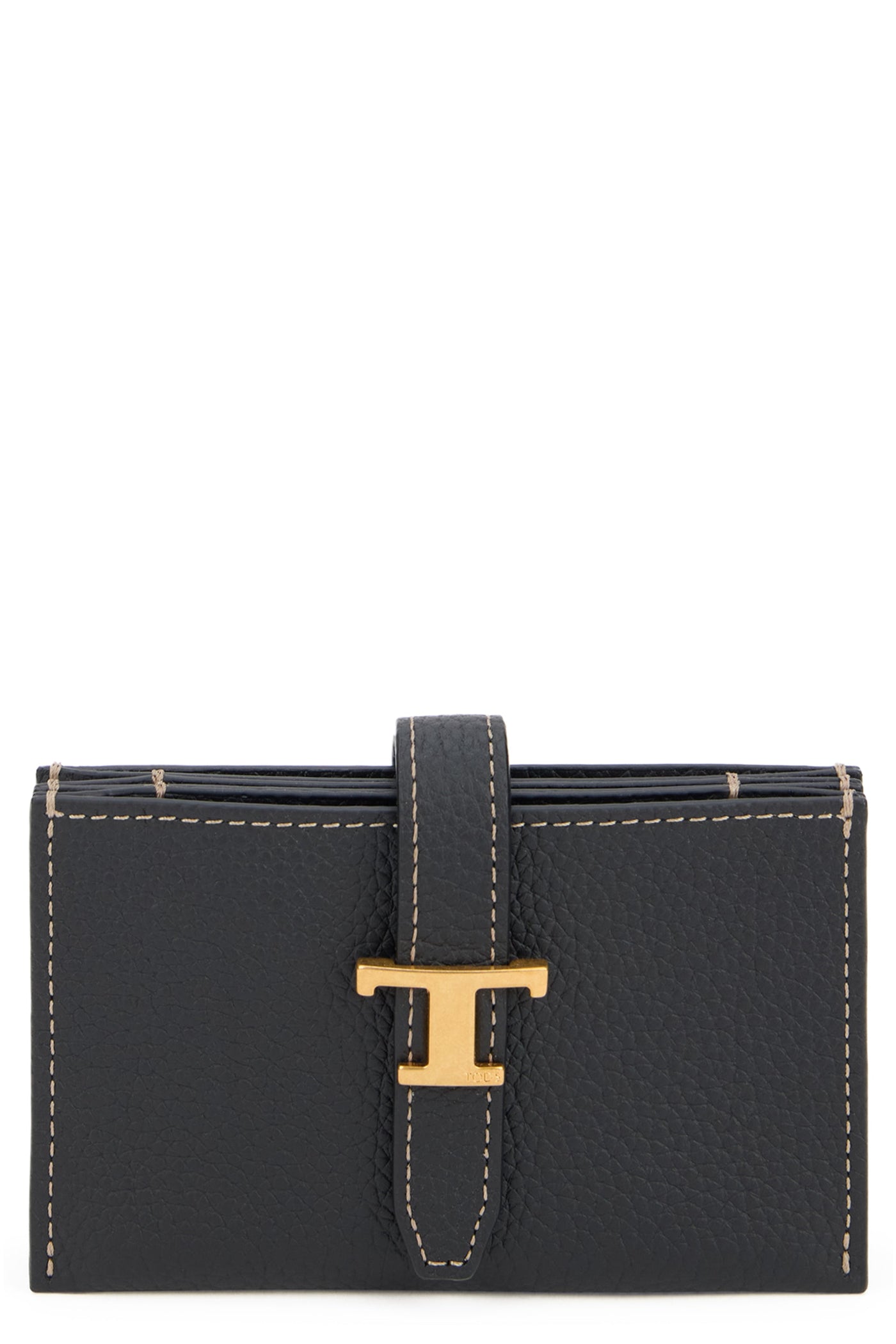 Tods Logo-Embellished Calfskin Wallet — Black & Purses