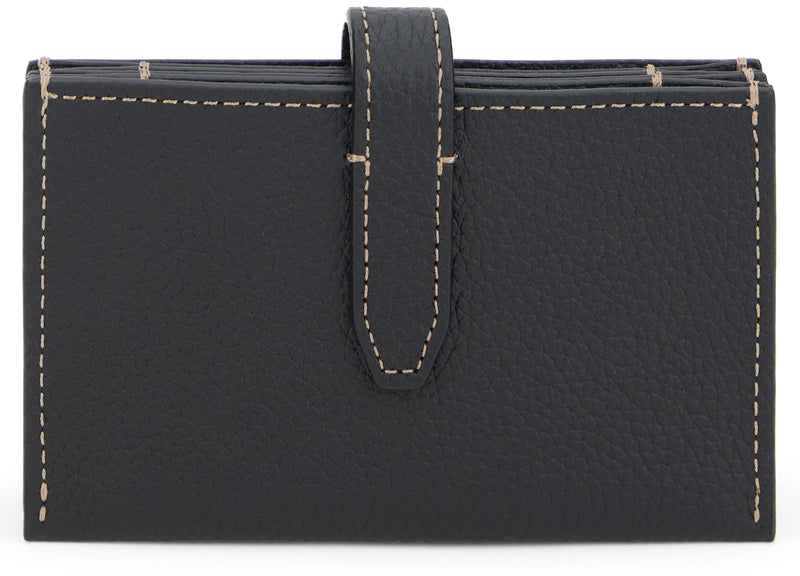 Tods Logo-Embellished Calfskin Wallet — Black & Purses