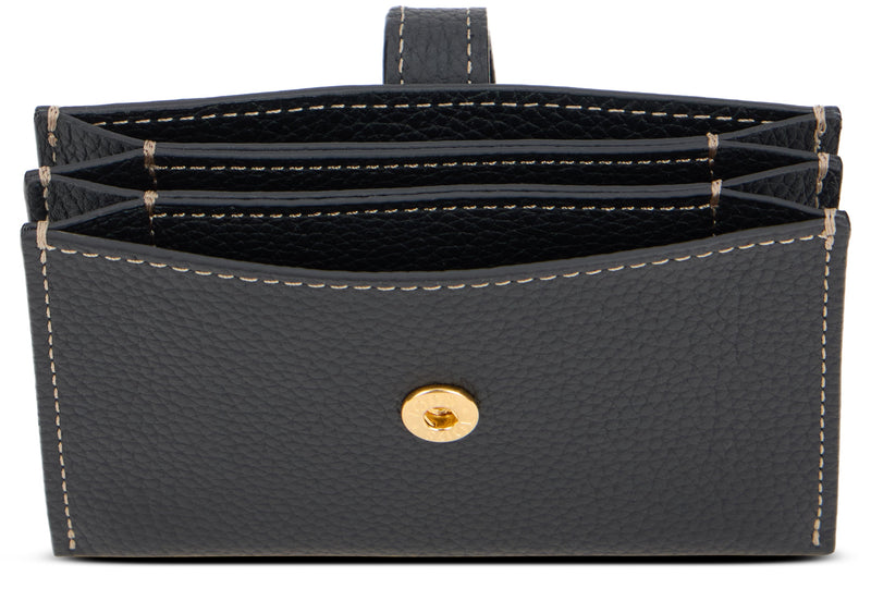 Tods Logo-Embellished Calfskin Wallet — Black & Purses