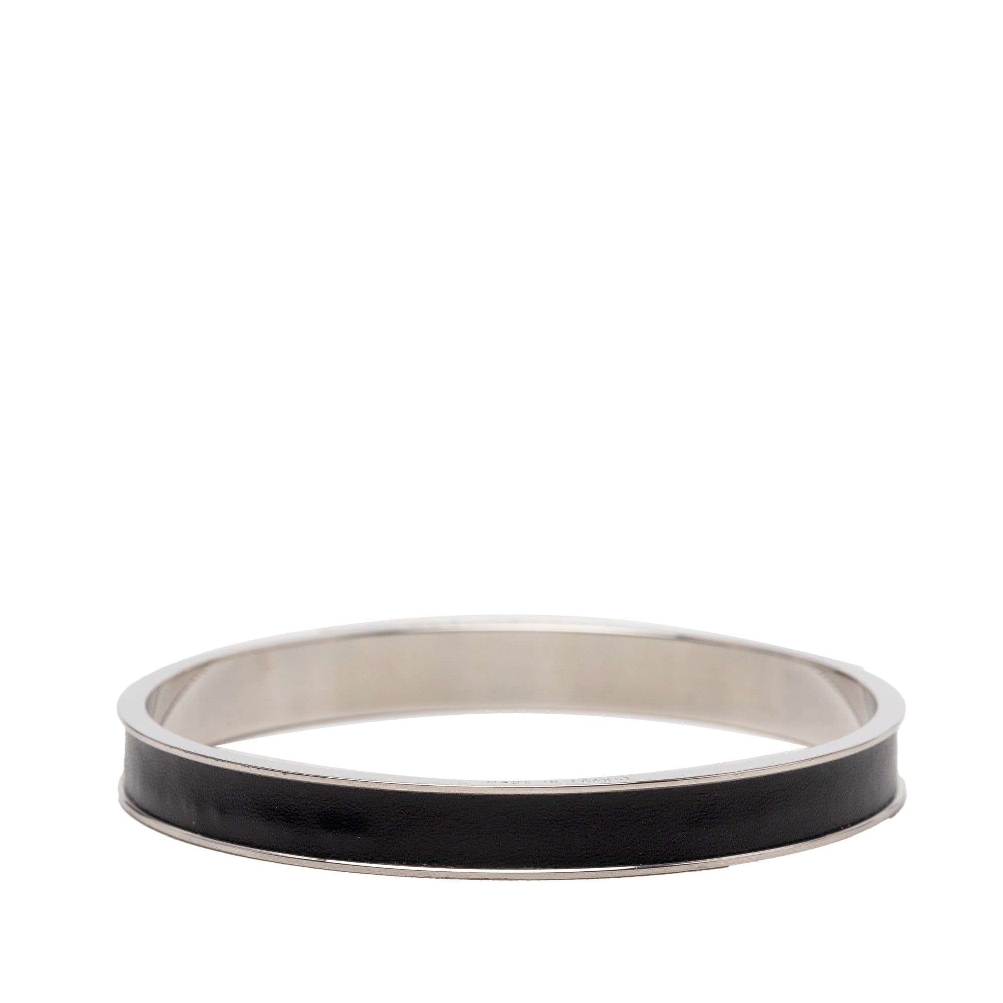 Palladium Plated Leather Kelly Cadena Lock Bangle Bracelet - Image 3
