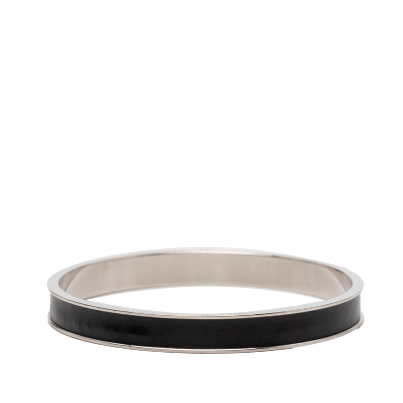 Palladium Plated Leather Kelly Cadena Lock Bangle Bracelet - Image 3