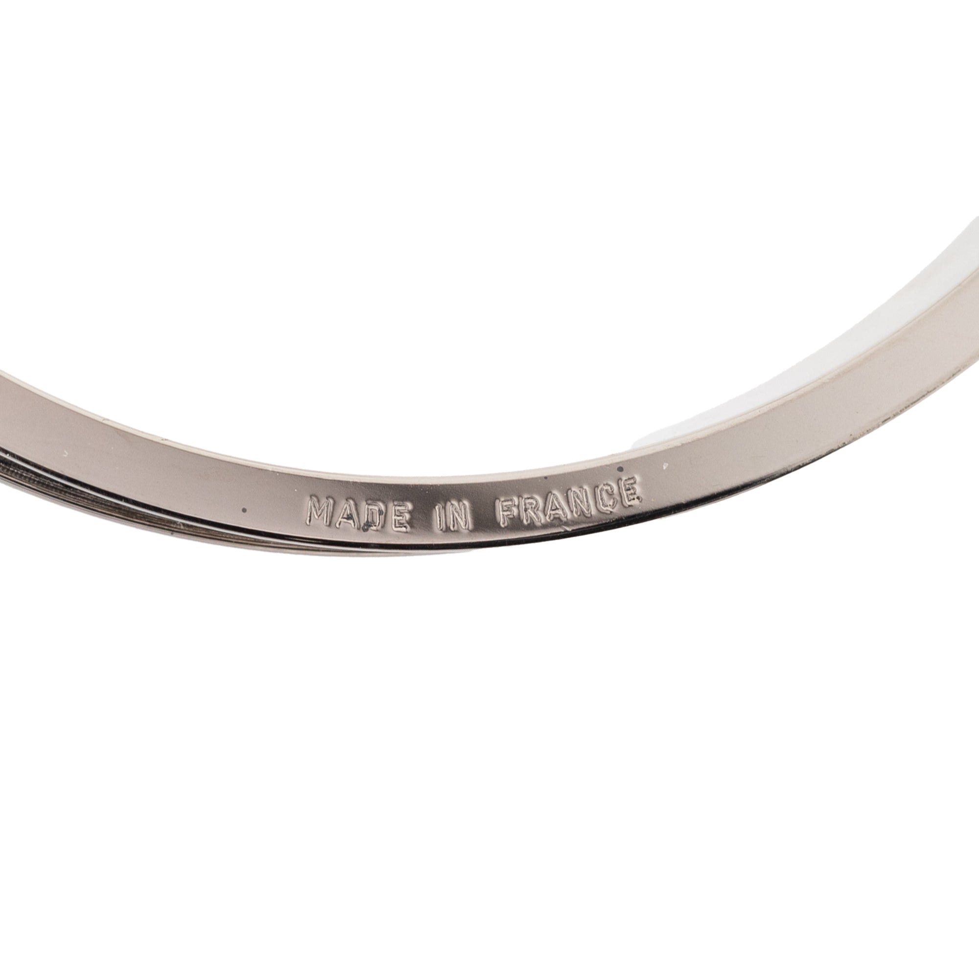 Palladium Plated Leather Kelly Cadena Lock Bangle Bracelet - Image 5