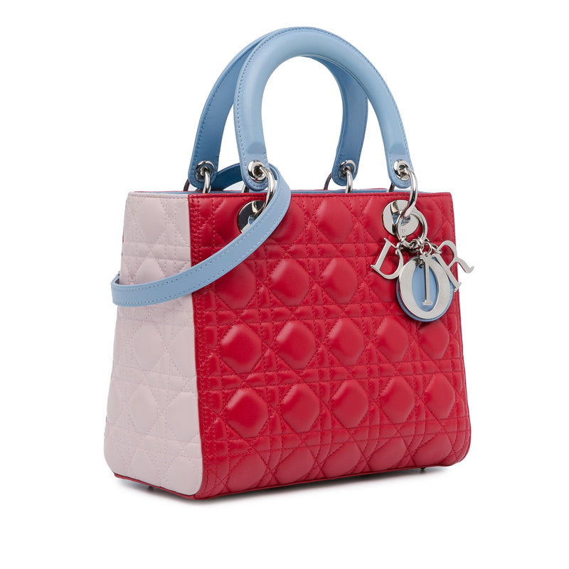 Medium Tricolor Lambskin Cannage Lady Dior - Image 2