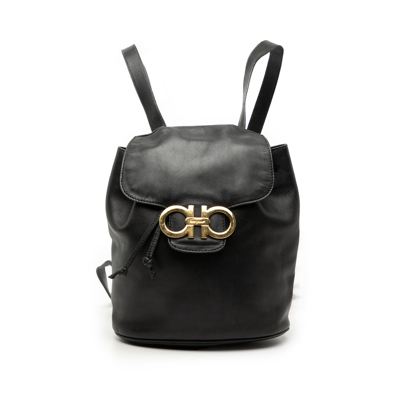 Leather Double Gancini Backpack