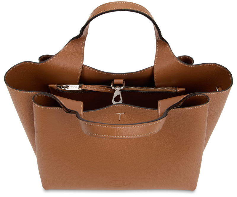 Tods Calfskin Tote Bag — Brown