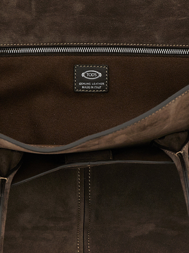 Tods Suede Shoulder Bag — Brown