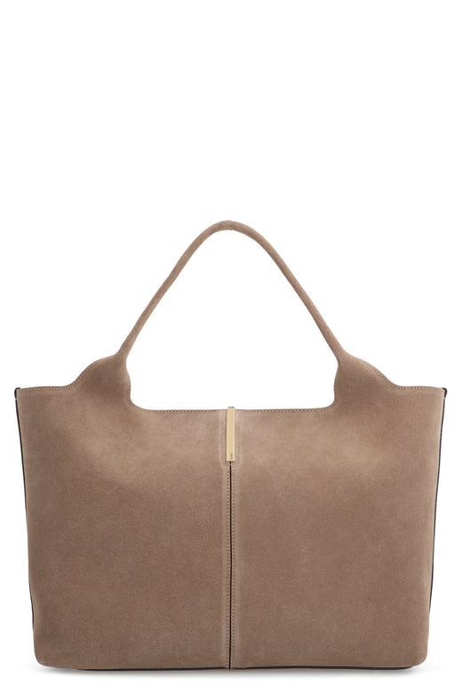 Tods Suede Calfskin Tote Bag — Beige