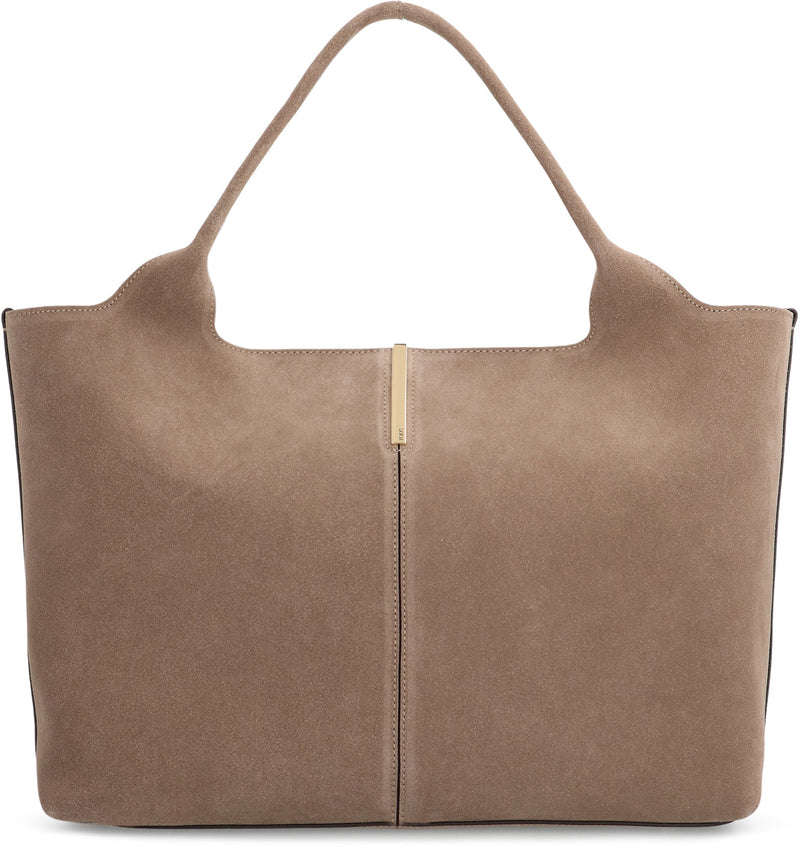 Tods Suede Calfskin Tote Bag — Beige