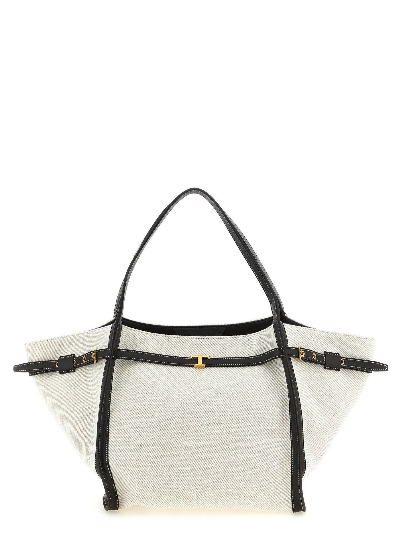 Tods Tim Shoulder Bag — Cream Linen Blend Canvas