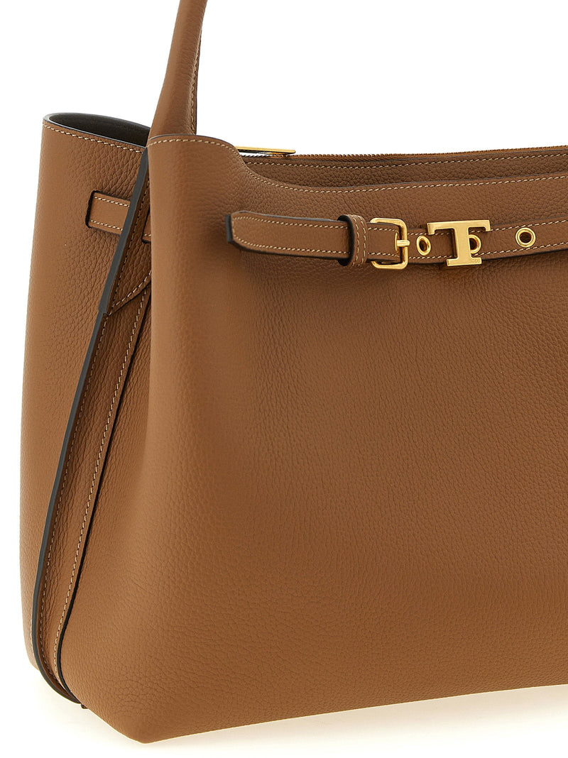 Tods Top Handle Bag — Camel Hammered Calf Leather