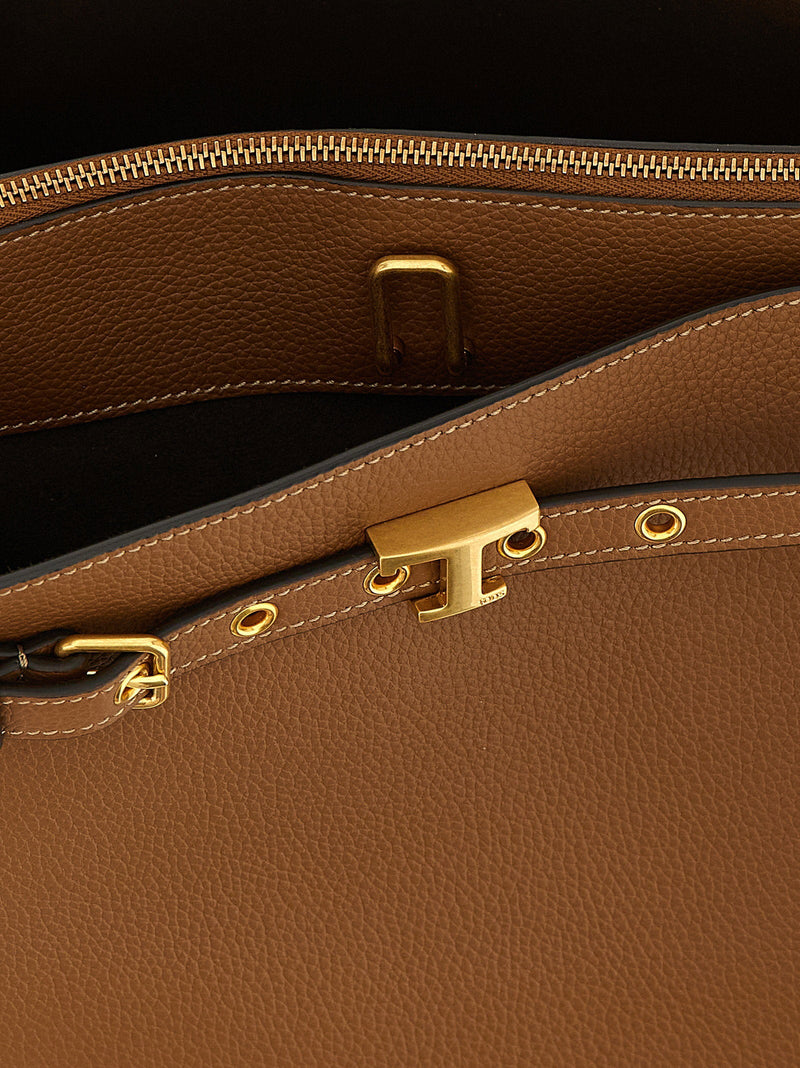 Tods Top Handle Bag — Camel Hammered Calf Leather