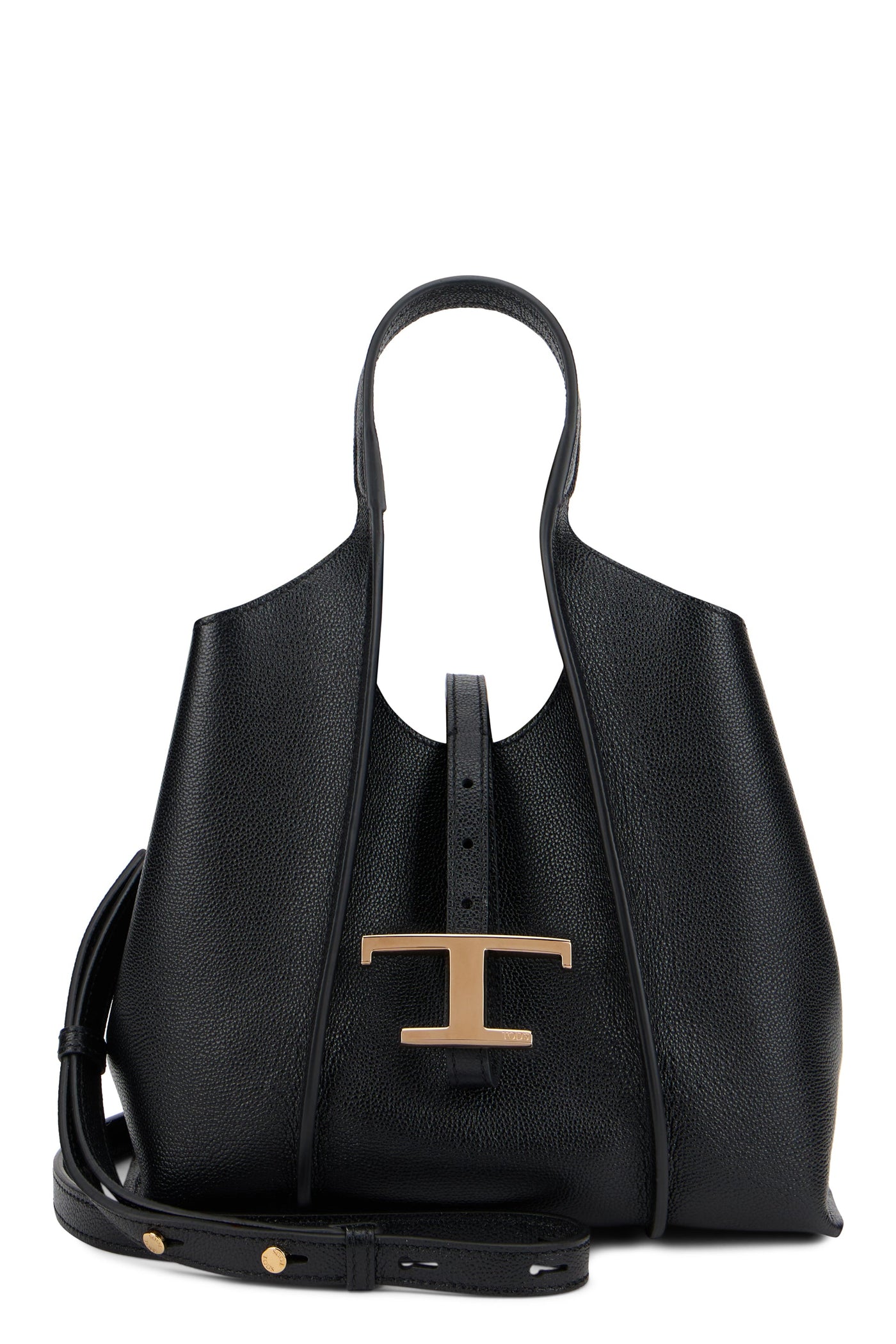 Tods Pebbled Calfskin Shoulder Bag — Black
