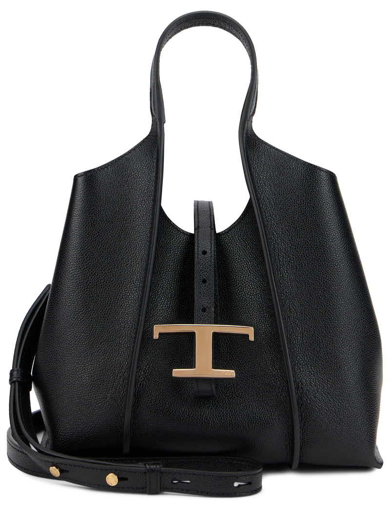 Tods Pebbled Calfskin Shoulder Bag — Black
