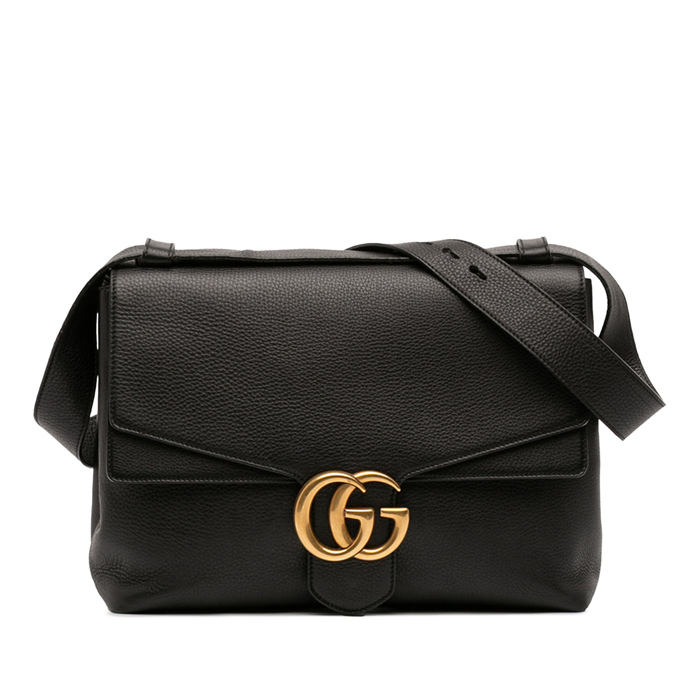 Large GG Marmont Pebbled Calfskin Flap Shoulder Bag - Image 1