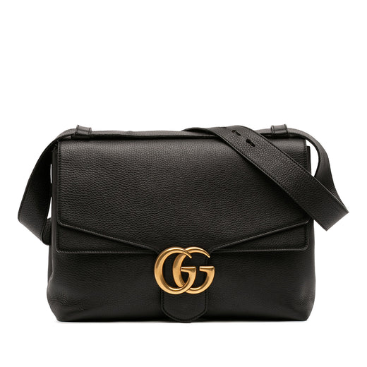 Large GG Marmont Pebbled Calfskin Flap Shoulder Bag - Image 1