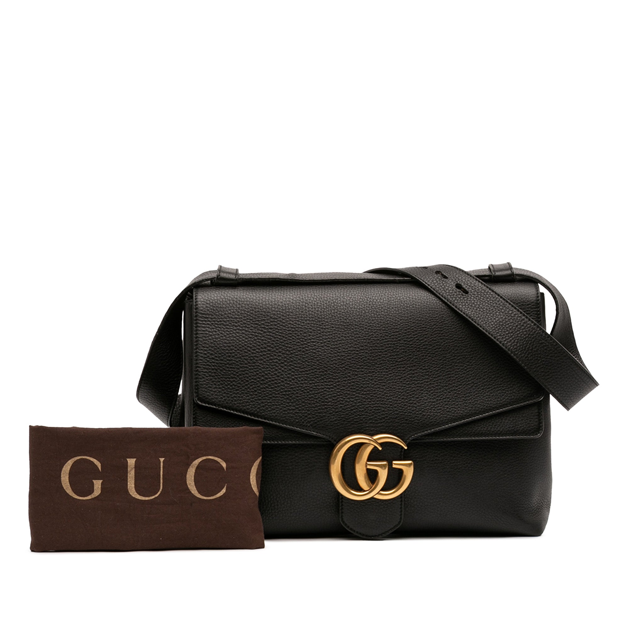Large GG Marmont Pebbled Calfskin Flap Shoulder Bag - Image 7