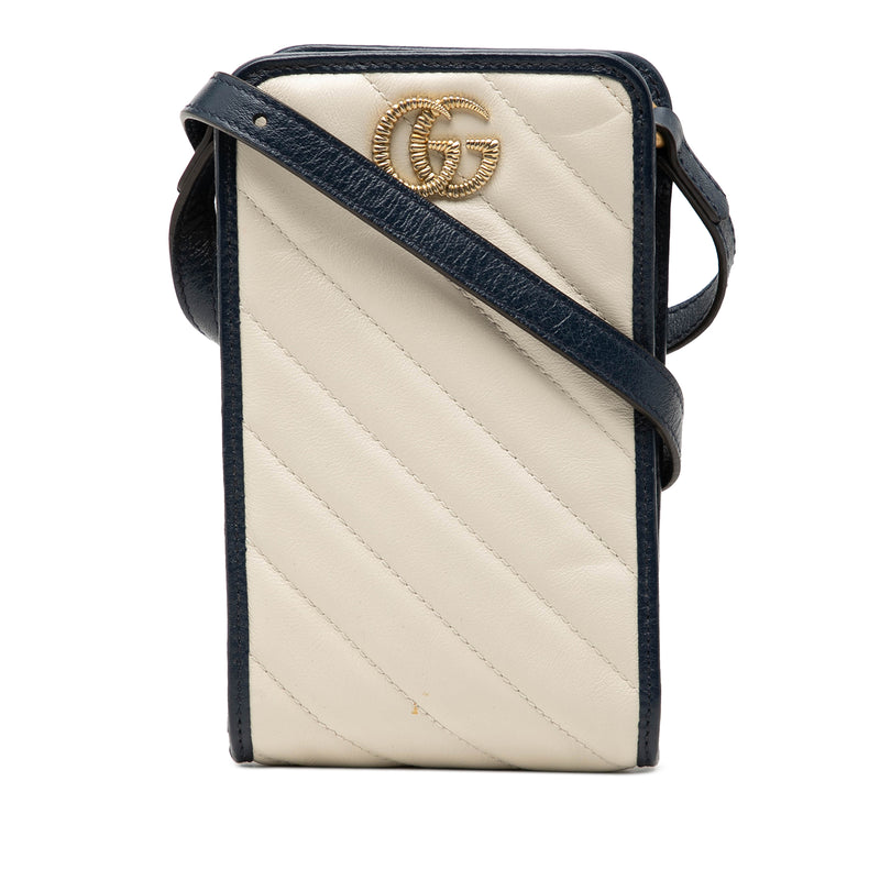 GG Marmont Matelasse Diagonal Calfskin Torchon Phone Holder Crossbody