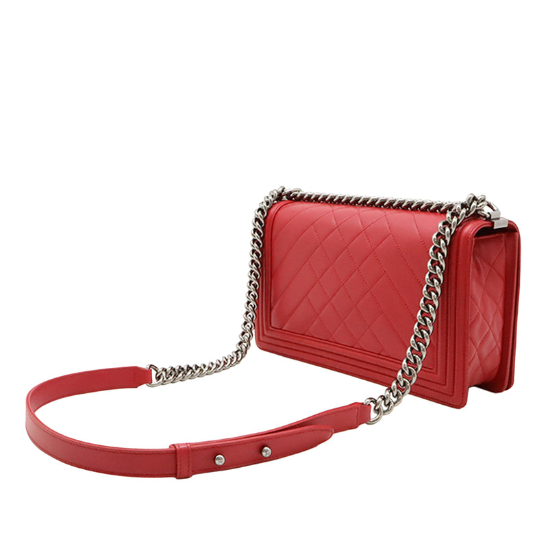 Medium Chevron and Diamond Quilted Lambskin Boy Flap - Image 2