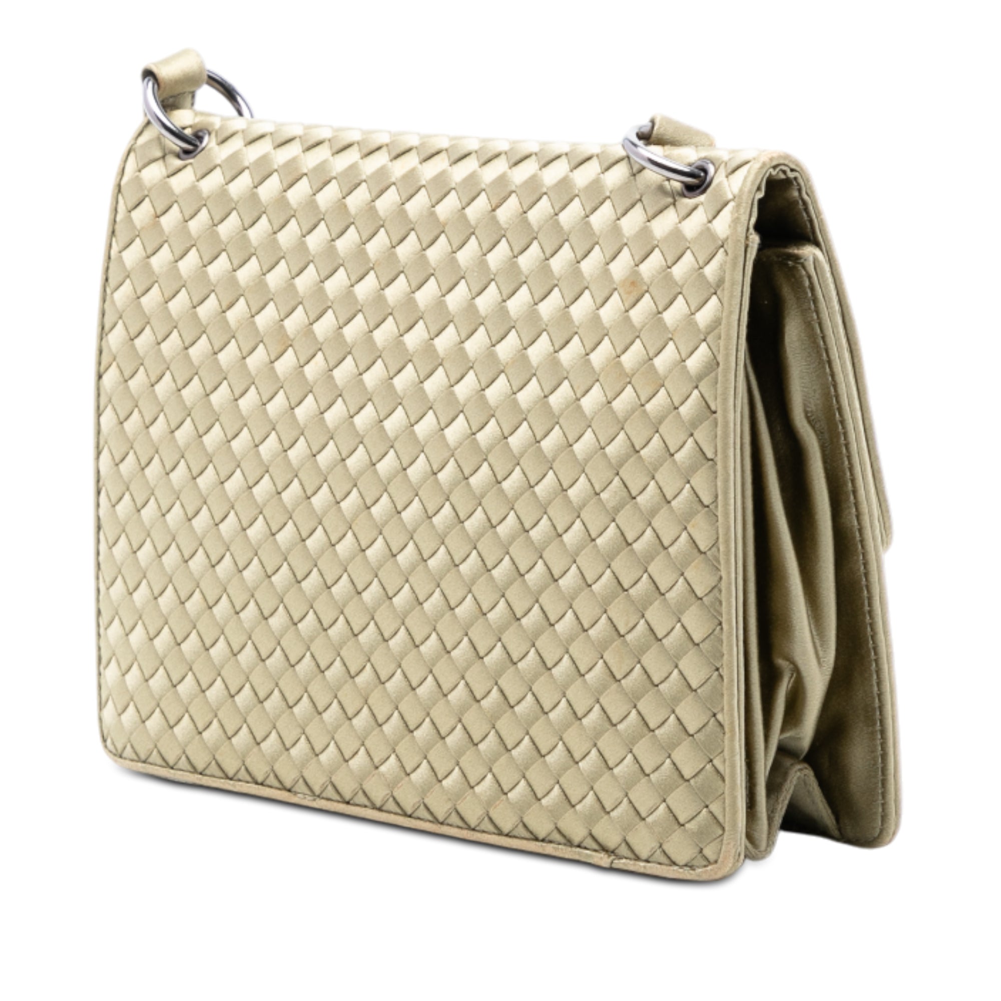 Satin Intrecciato Flap Shoulder Bag - Image 2