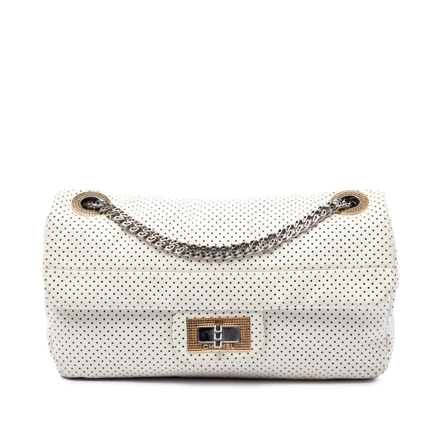 Small Perforated Calfskin Reissue 2.55 Drill Flap - Image 1