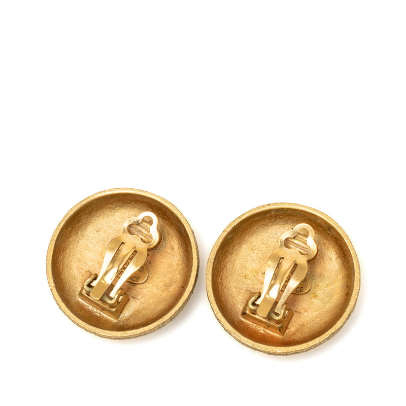 CC Gold Plated Round Clip On Earrings - Image 2