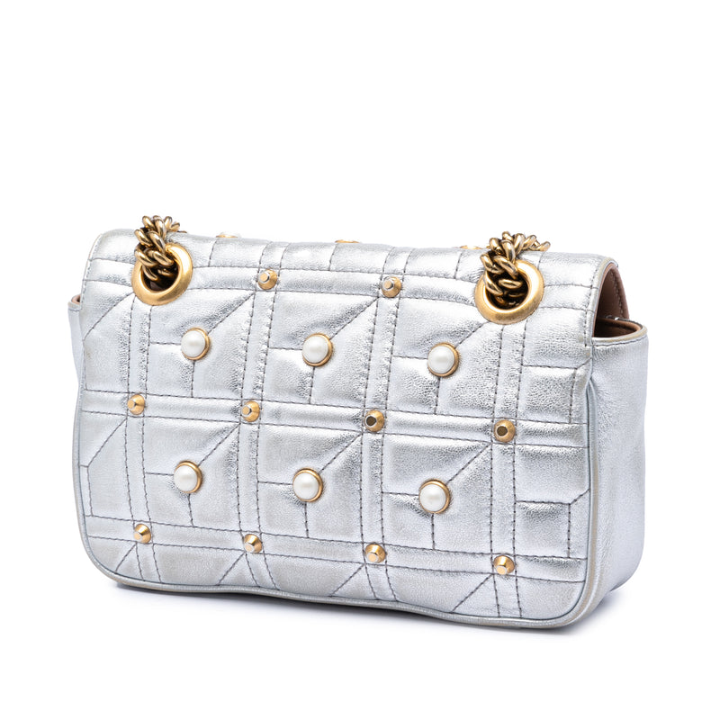 Small Pearly GG Marmont Pearl Studded Matelasse Leather Shoulder Bag - Image 2
