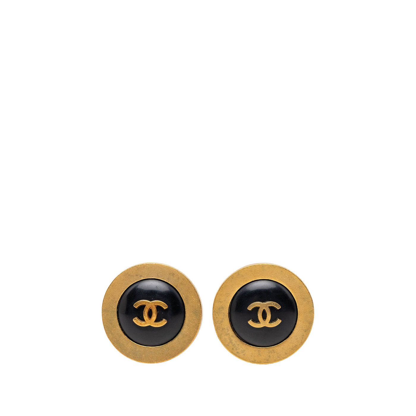 CC Gold Plated Enamel Round Clip On Earrings - Image 1