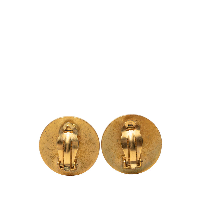 CC Gold Plated Enamel Round Clip On Earrings - Image 2