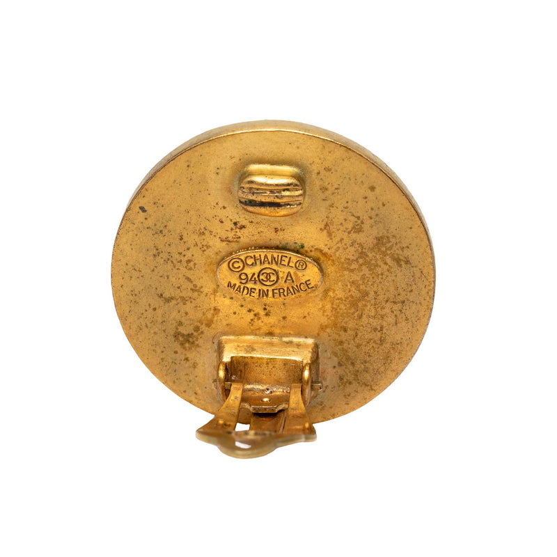 CC Gold Plated Enamel Round Clip On Earrings - Image 3