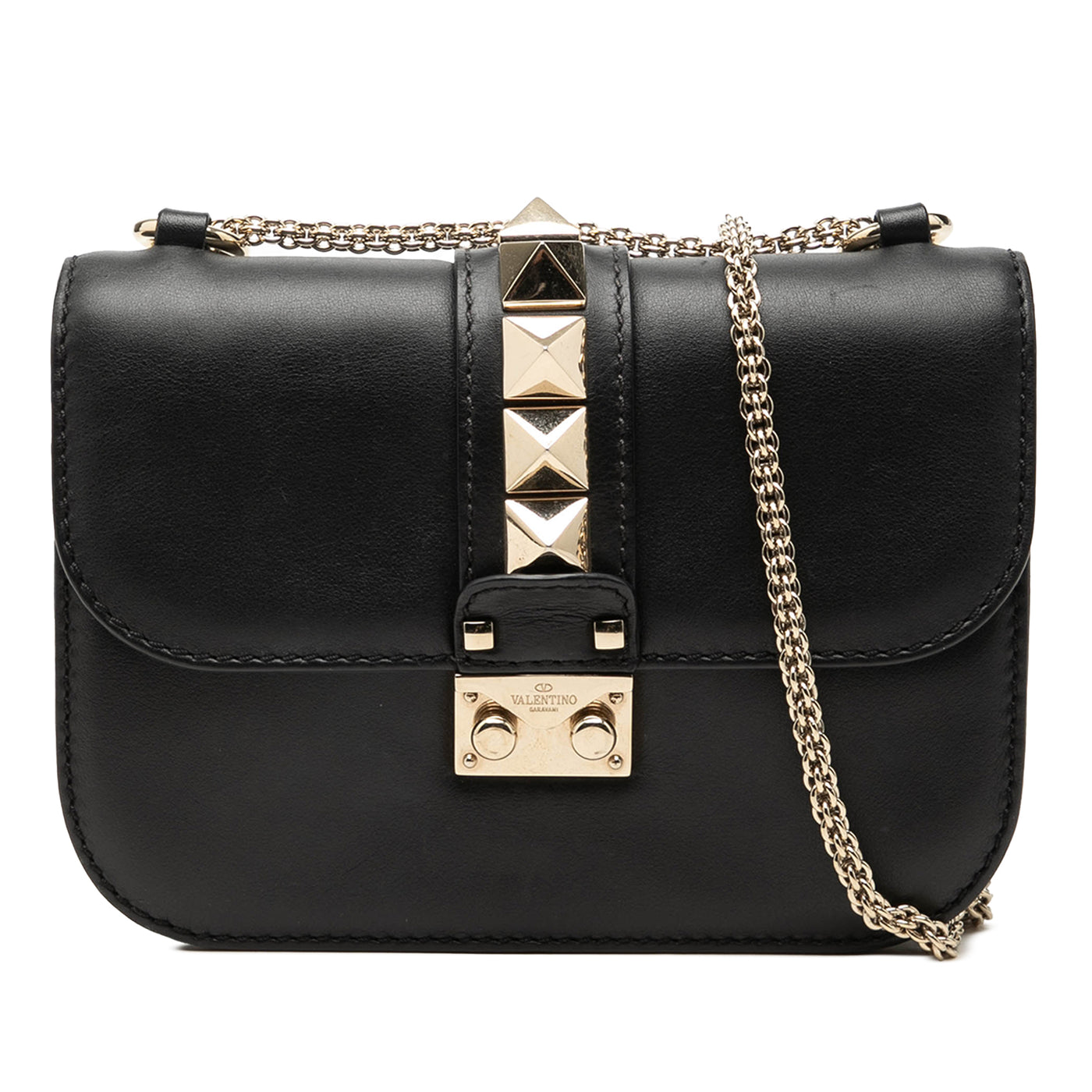 Small Leather Rockstud Glam Lock Crossbody - Image 1