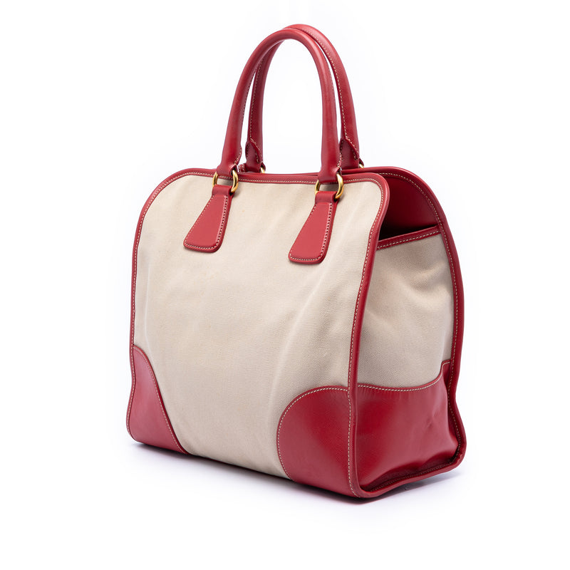 Saffiano Trimmed Canvas Canapa Satchel - Image 2
