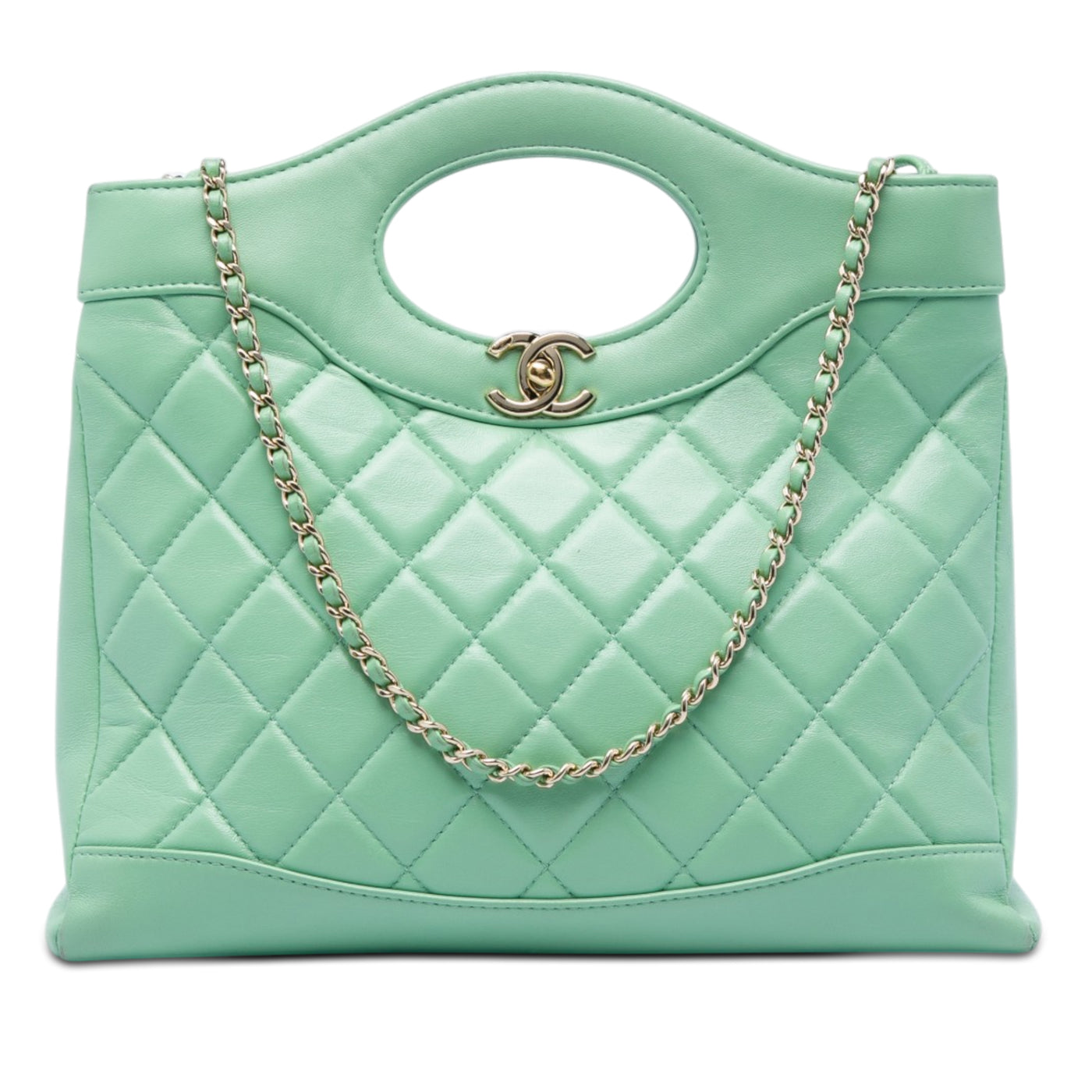 Small Quilted Shiny Lambskin 31 Shopping Bag - Image 1