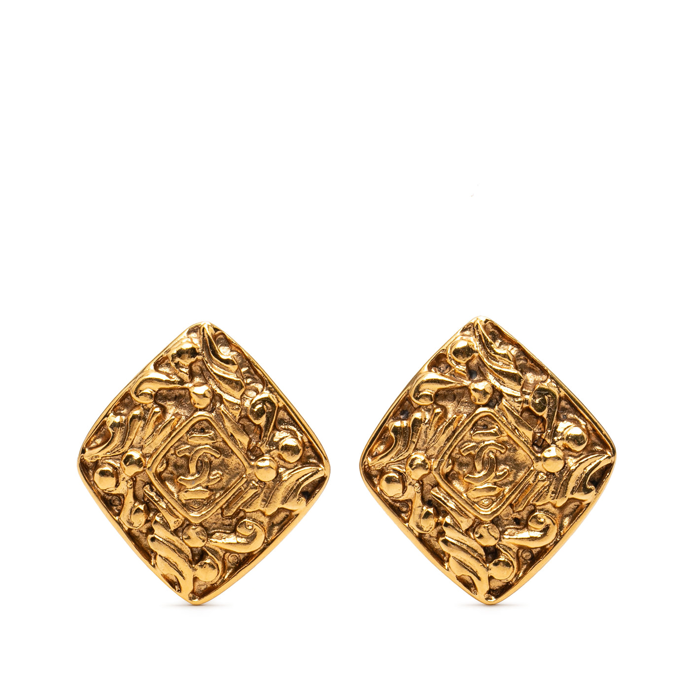 CC Gold Plated Diamond Clip On Earrings - Image 1