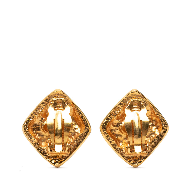CC Gold Plated Diamond Clip On Earrings - Image 2