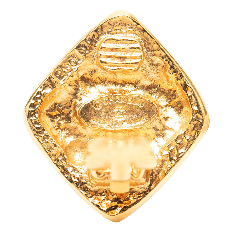 CC Gold Plated Diamond Clip On Earrings - Image 3