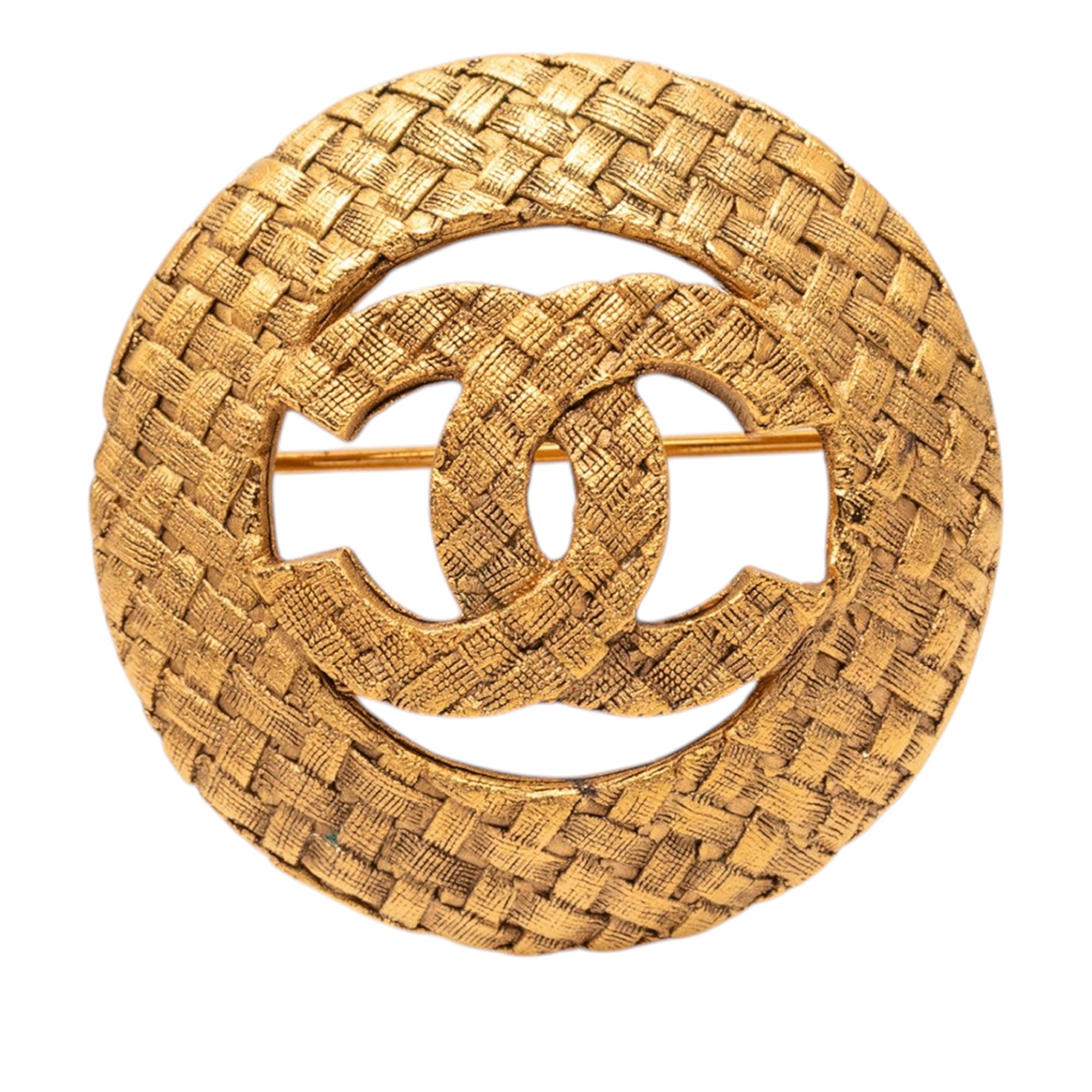 CC Gold Plated Woven Round Brooch - Image 1