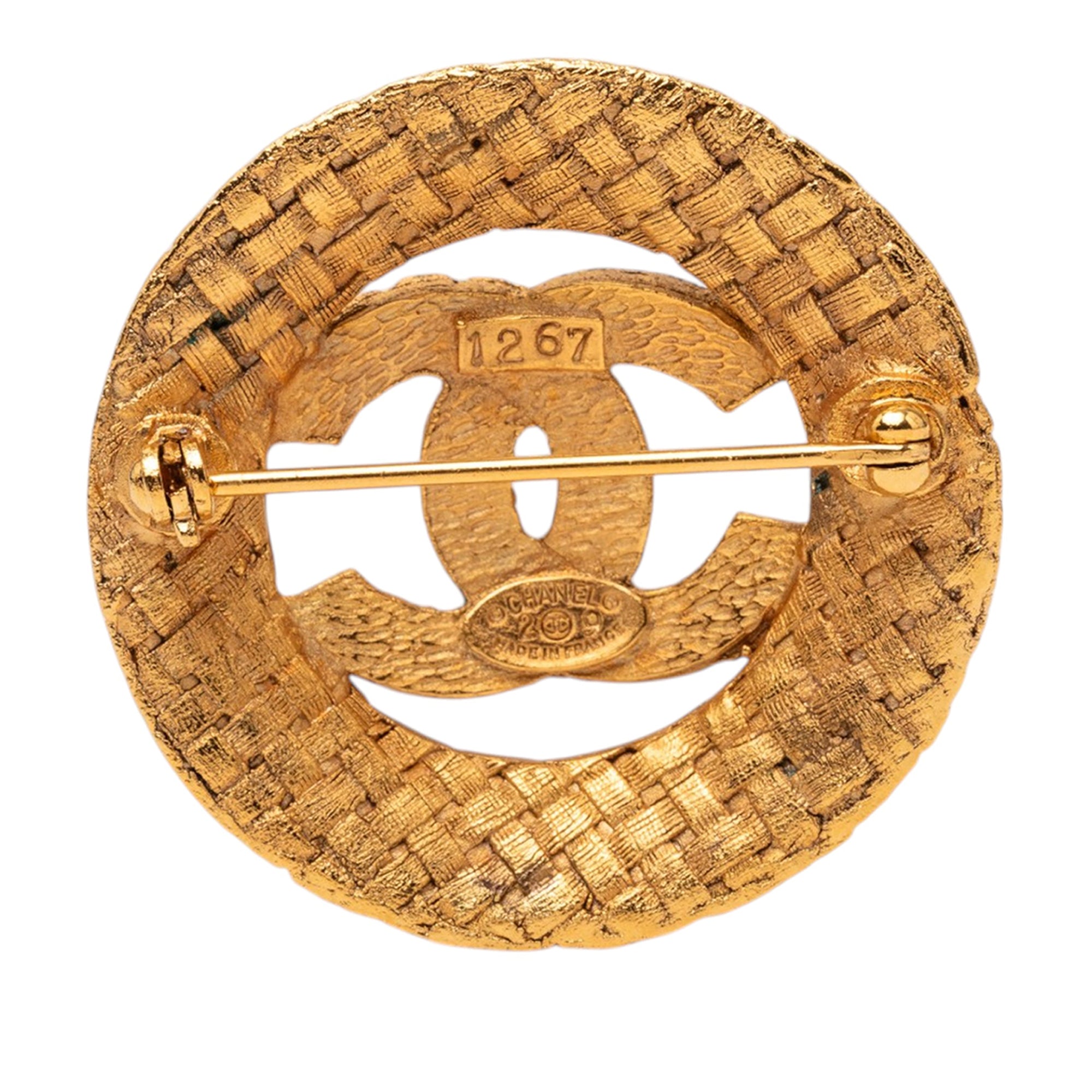 CC Gold Plated Woven Round Brooch - Image 2