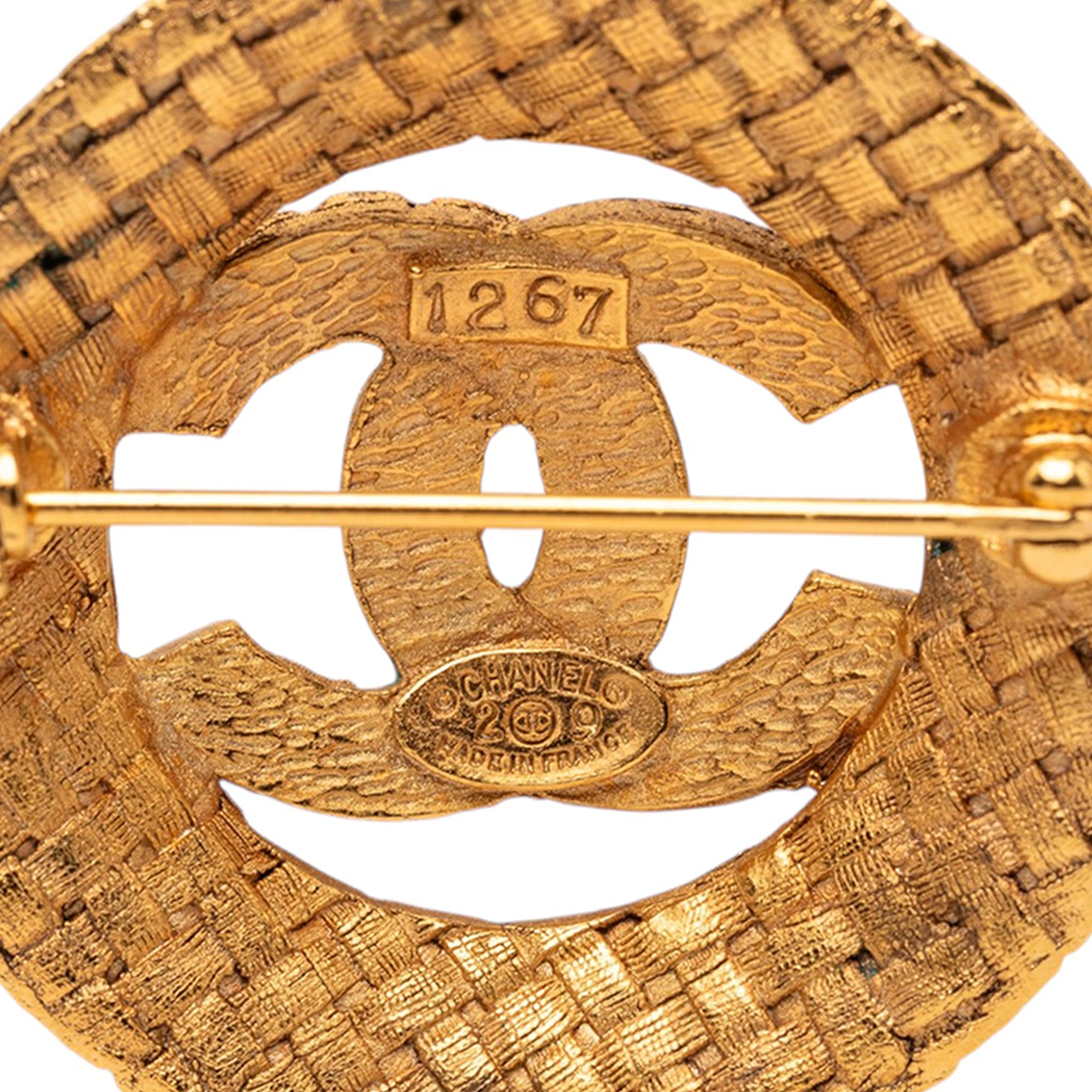 CC Gold Plated Woven Round Brooch - Image 3