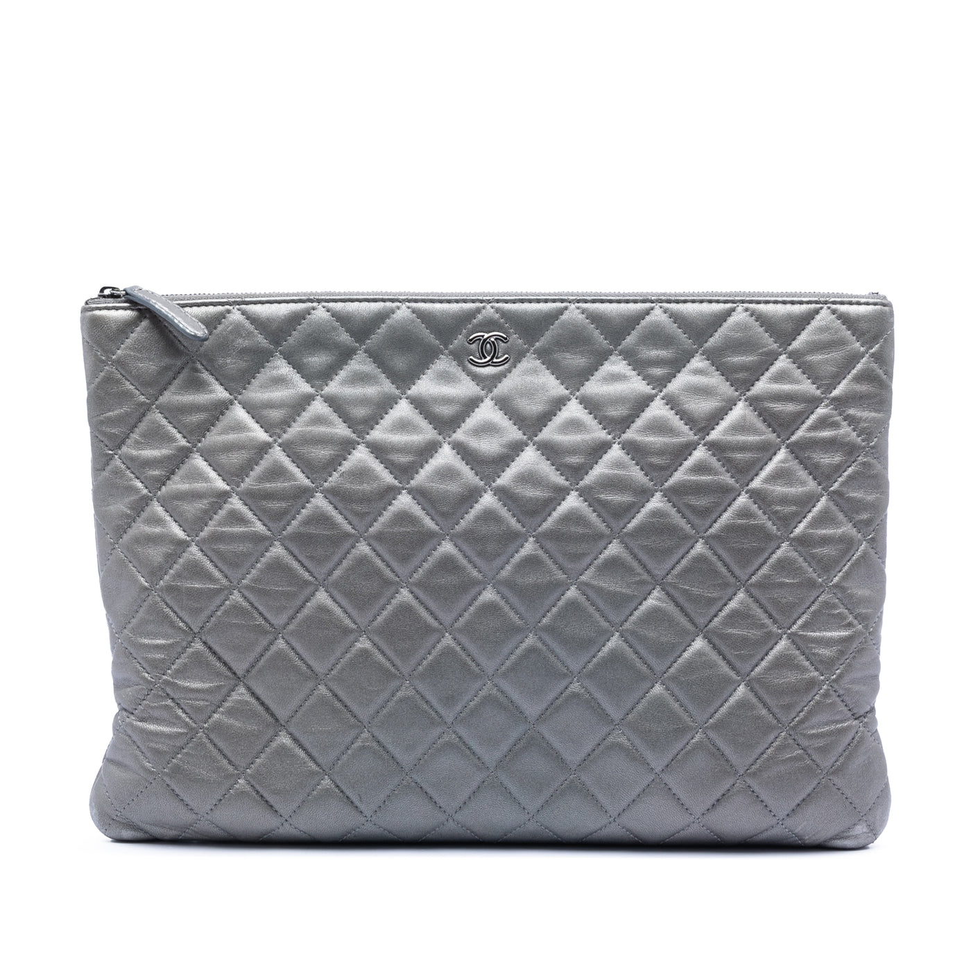 Large Quilted Metallic Lambskin O Case Clutch - Image 1