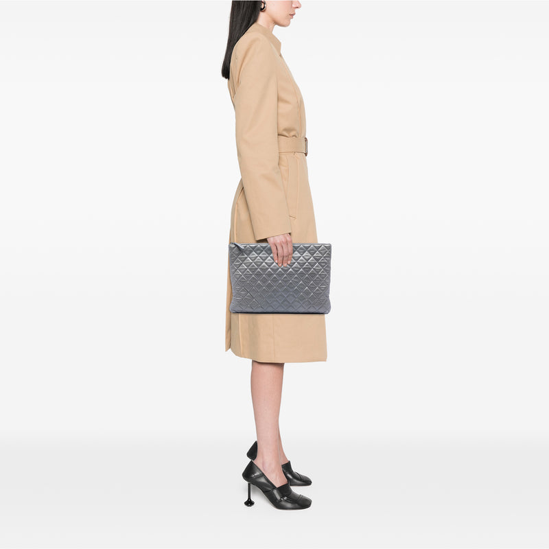 Large Quilted Metallic Lambskin O Case Clutch - Image 7