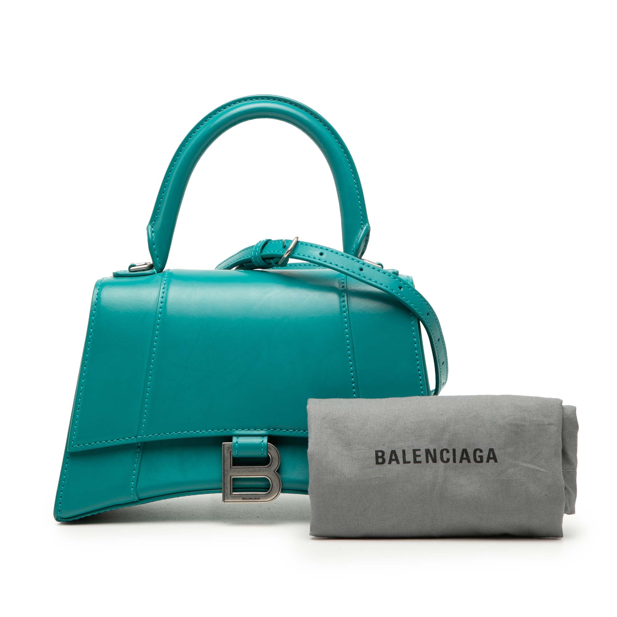 Small Shiny Box Calfskin Hourglass Top Handle Bag - Image 8
