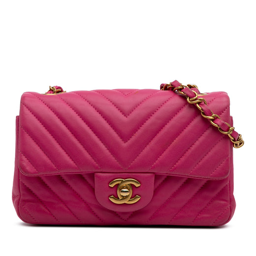 Mini Rectangular Classic Chevron Lambskin Single Flap - Image 1