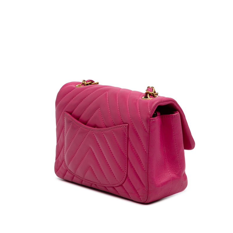 Mini Rectangular Classic Chevron Lambskin Single Flap - Image 2