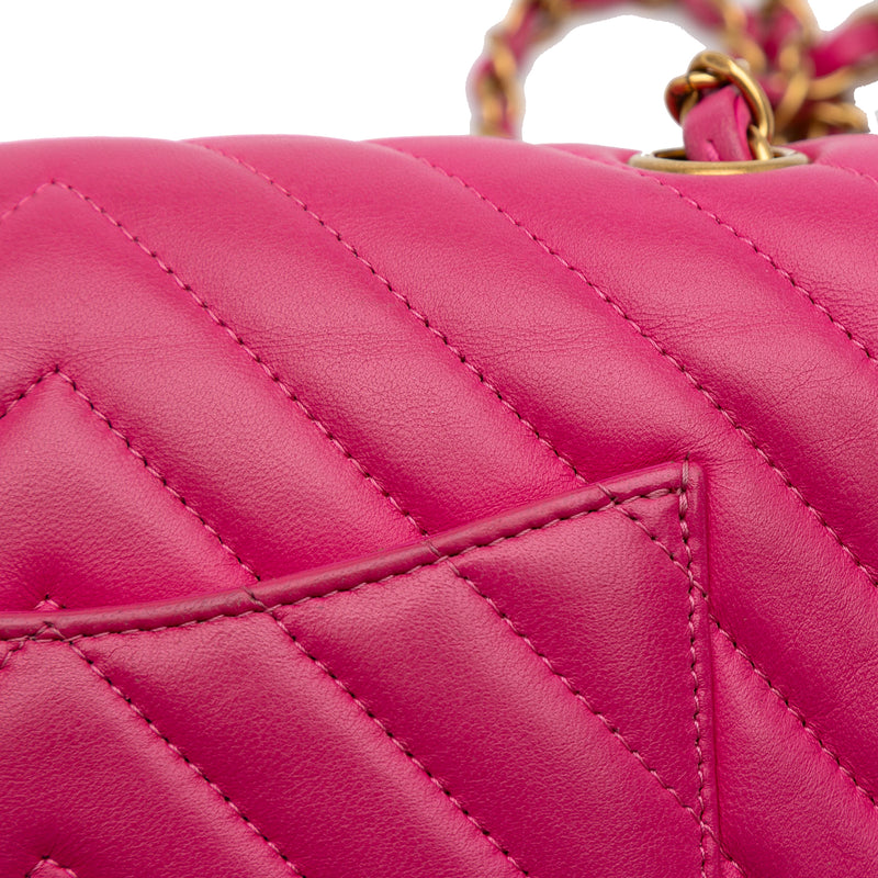 Mini Rectangular Classic Chevron Lambskin Single Flap - Image 8